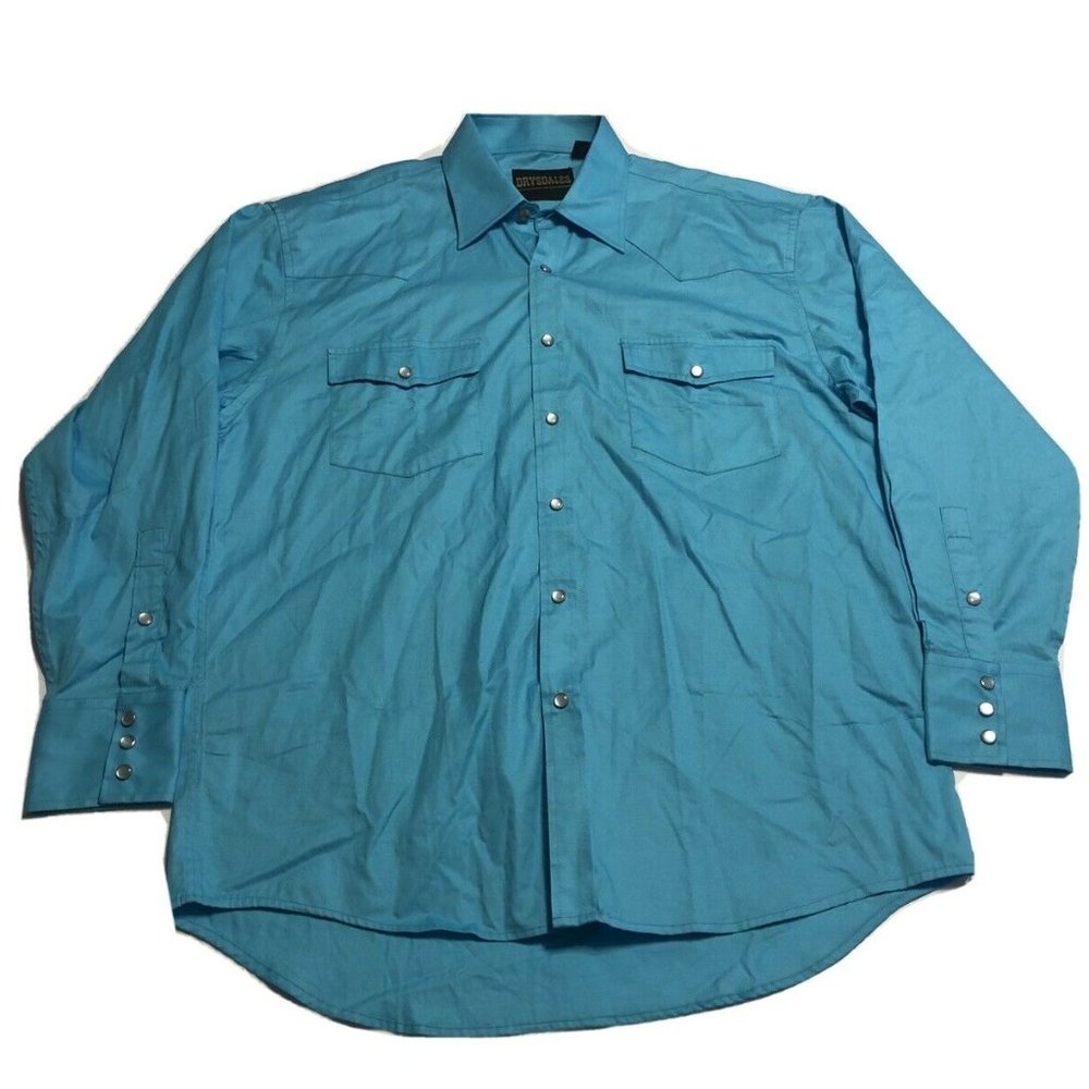 Men's Blue Drysdales White Peal Snaps Long Sleeve